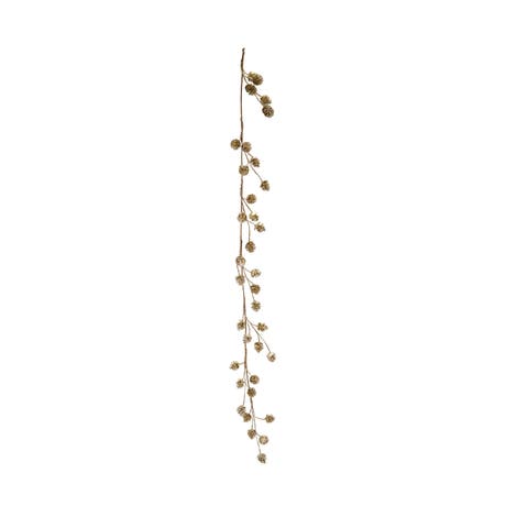 Plastic Pinecone Garland with Glitter, Gold Finish
