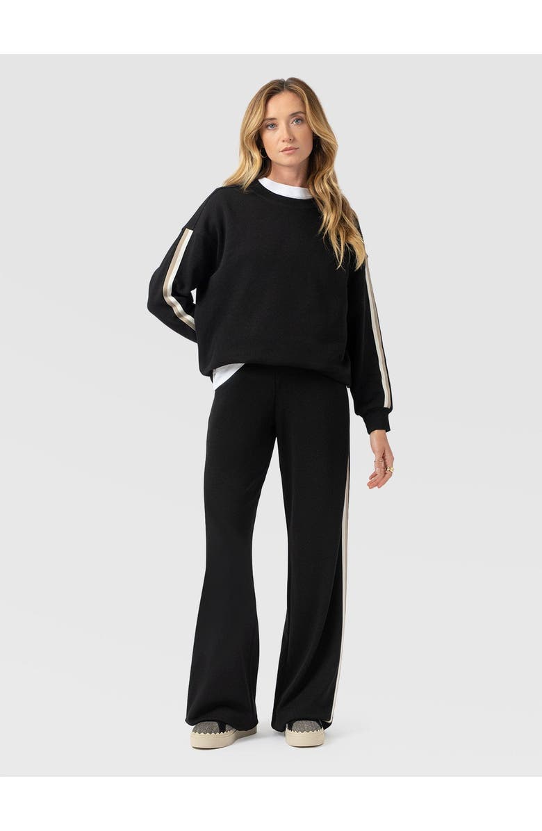 Saint + Sofia Victory Sweatshirt, Alternate, color, Black Cream/Beige Stripe