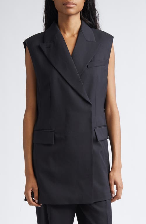 SPORTMAX Albero Pleat Back Wool Blend Vest in Black at Nordstrom, Size 12