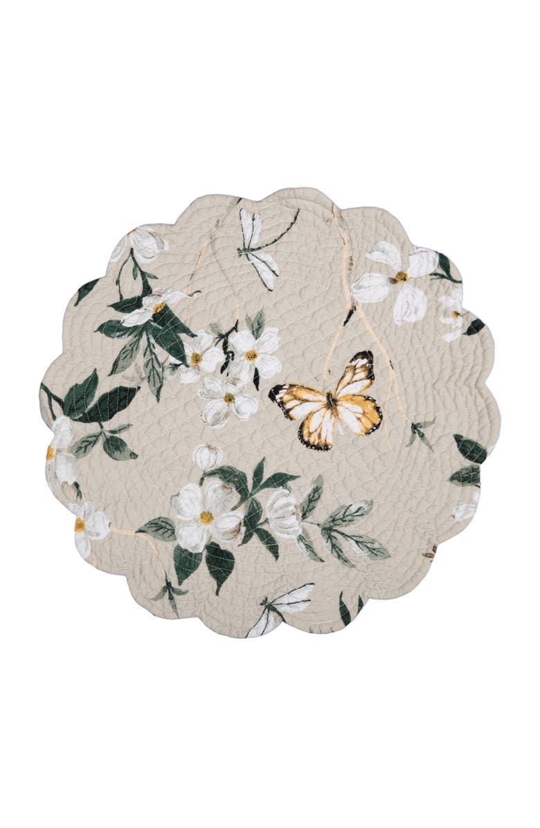 C&F Home Dogwood Meadows Round 100% Cotton Set of 6 Spring Placemats 17", Alternate, color, 