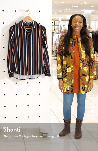 Half Button Long Sleeve Blouse