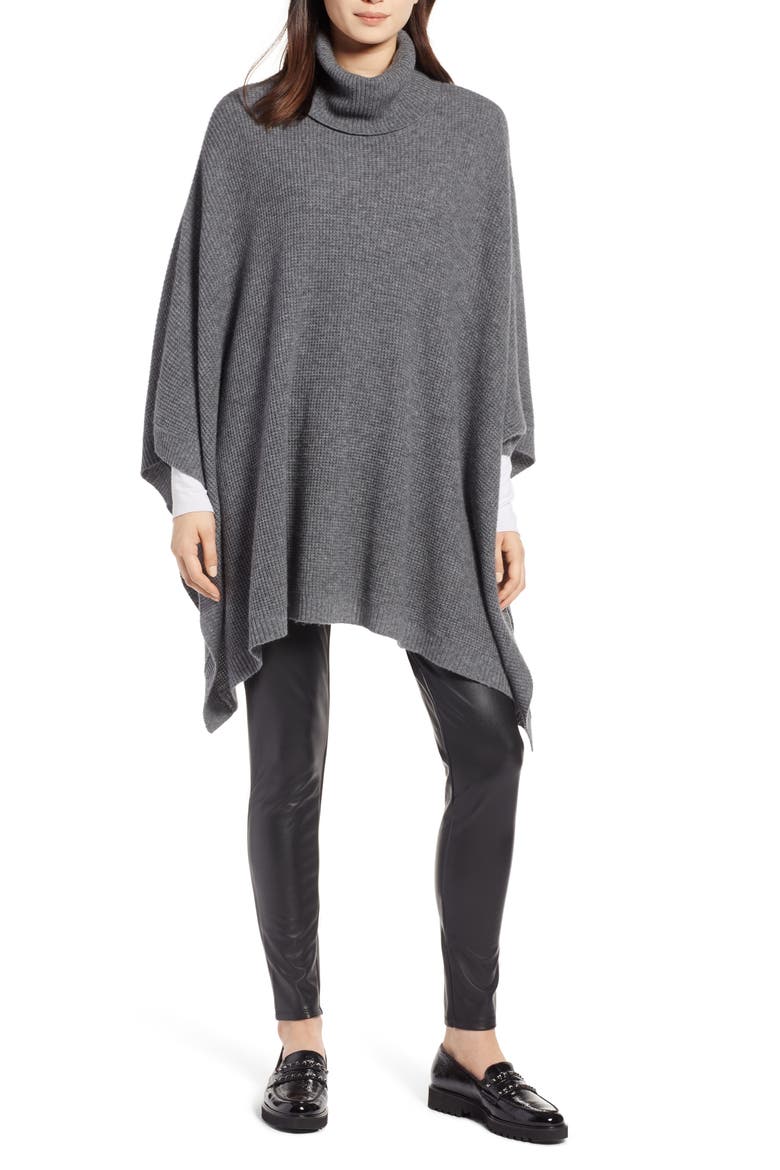 Wool & Cashmere Poncho, Main, color, GREY DARK HEATHER