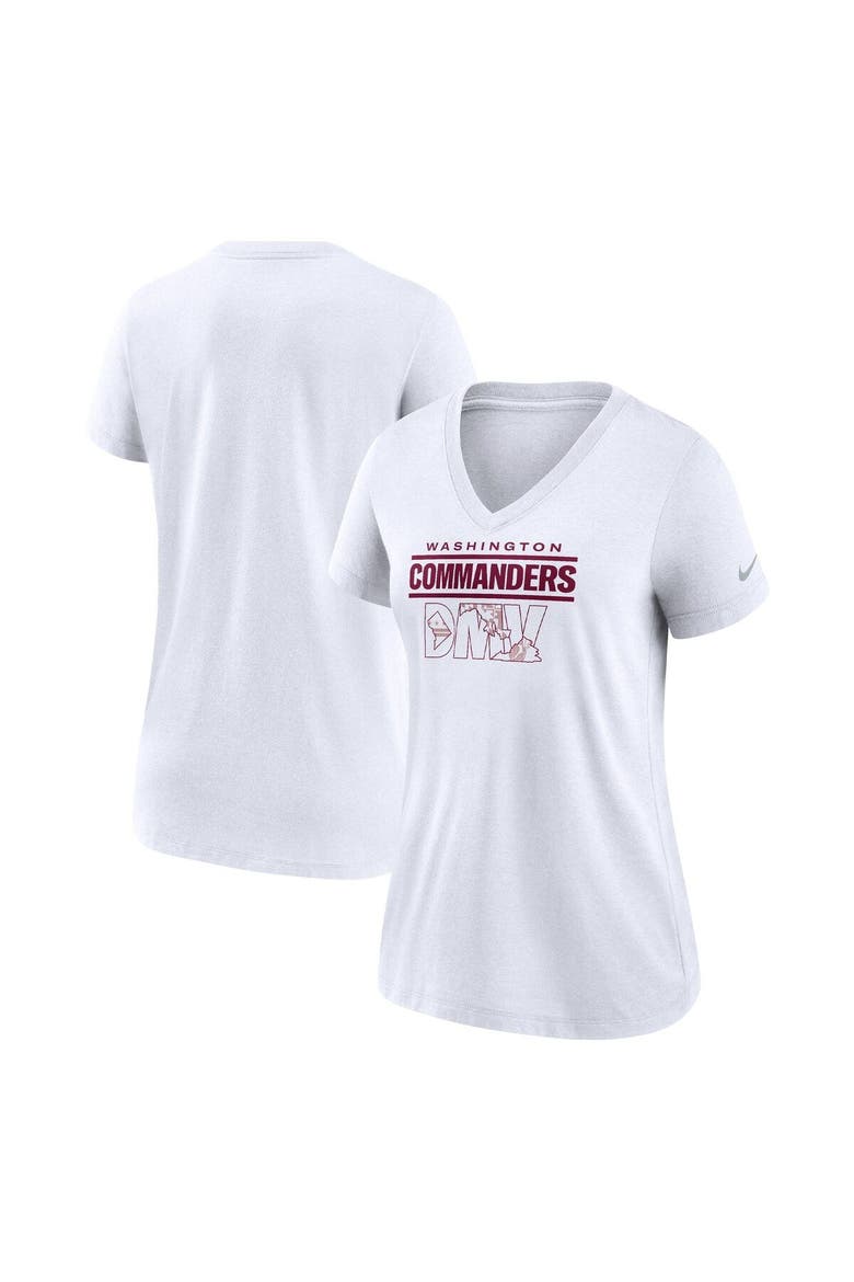 Women's Nike White Washington Commanders Hometown Collection Tri-Blend V-Neck T-Shirt, Main, color, White