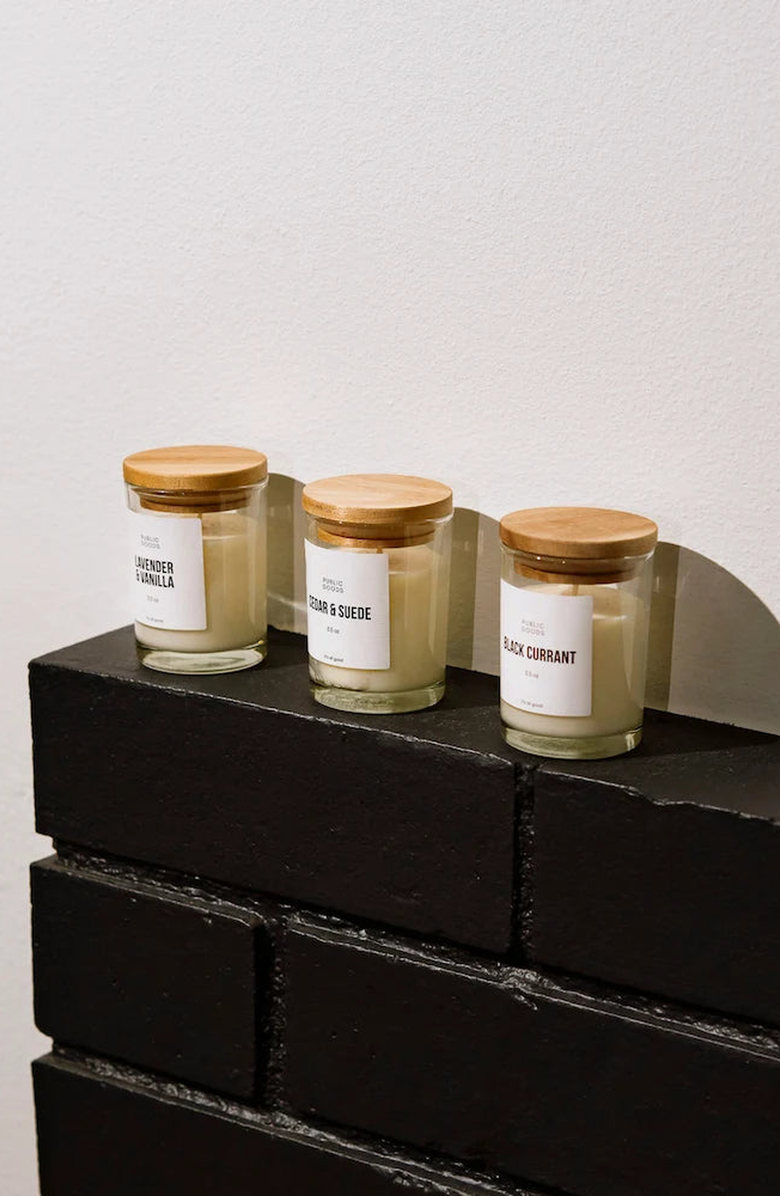 PUBLIC GOODS Mini Candle Set, Alternate, color, Black Currant, Cedar, Lavender