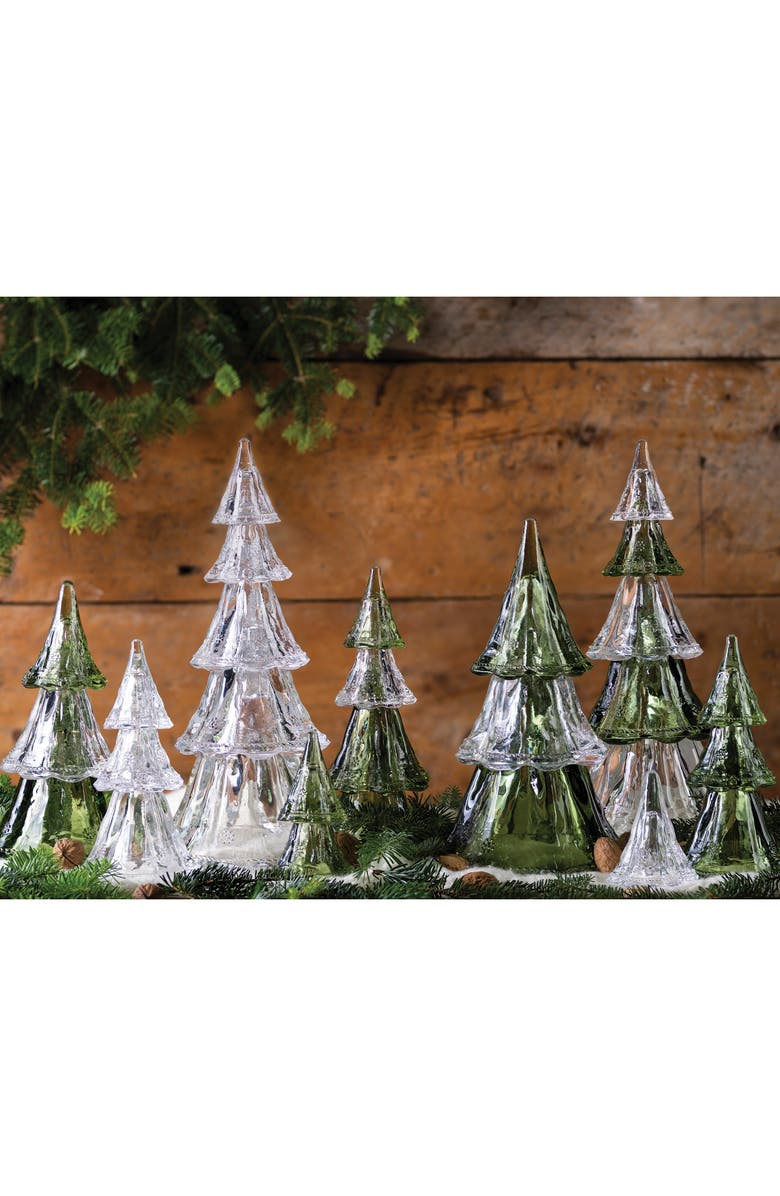 Juliska Berry & Thread Set of 5 Evergreen 16-Inch Large Glass Trees, Alternate, color, Clear