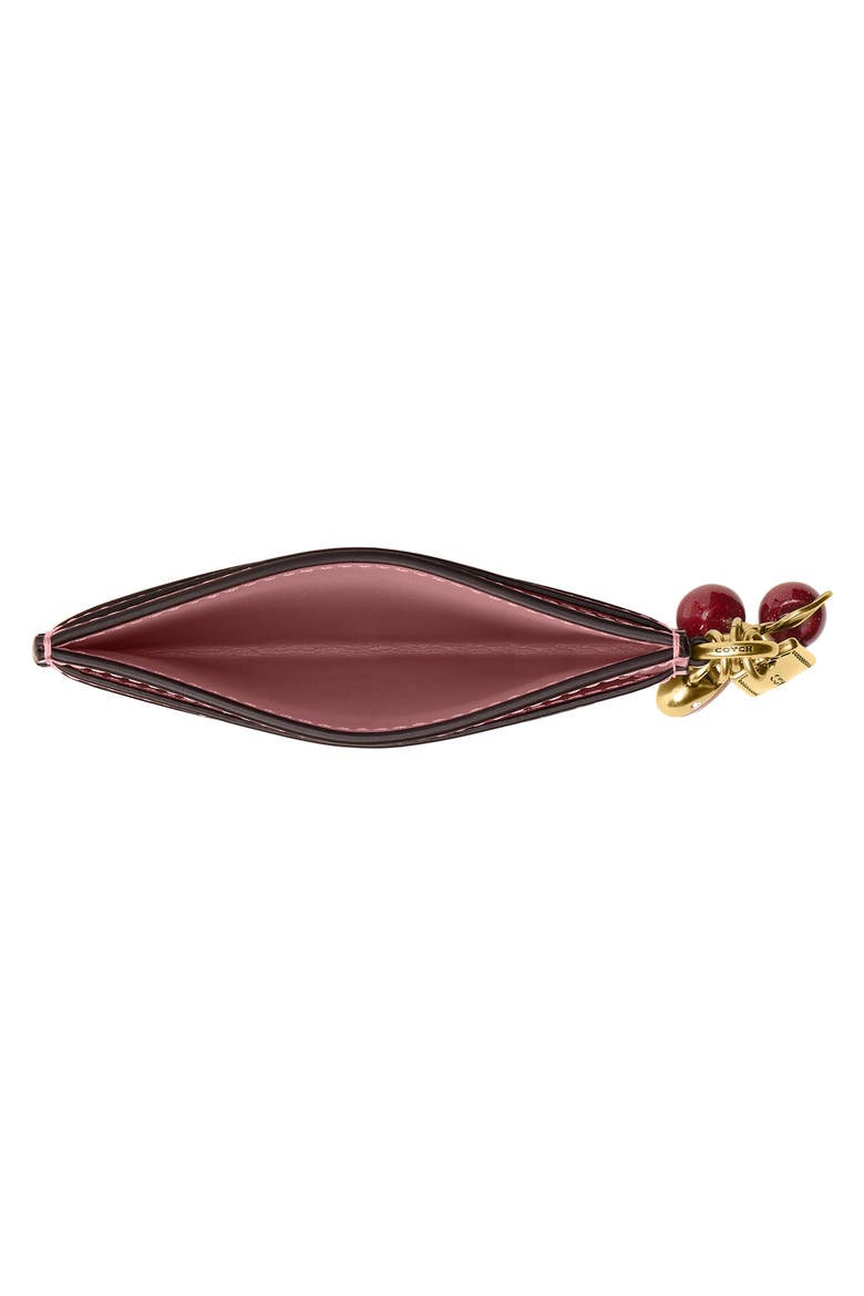 Charm Detail Leather Card Card, Alternate, color, B4/ PEONY