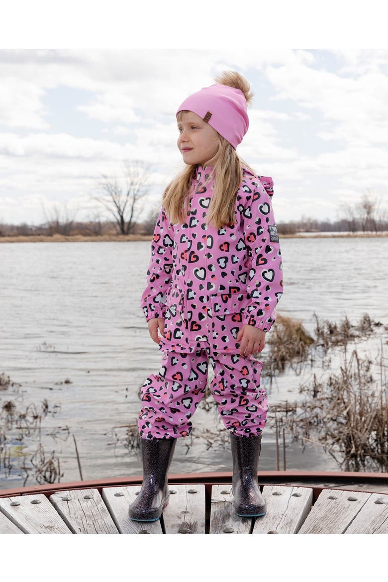 Rain One-Piece Heart in Polyurethane, Alternate, color, Pink Heart Print
