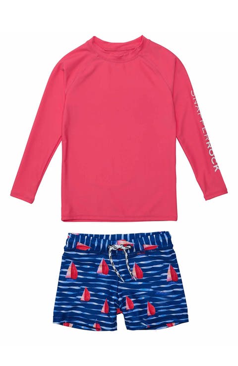 Sailboat Rock Two-Piece Rashguard Swimsuit (Baby)
