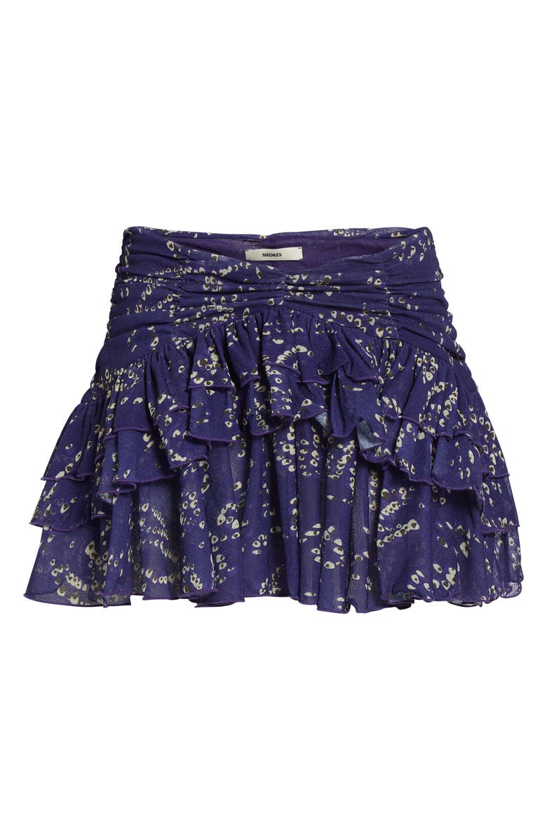 Siedrés Kaia Floral Tiered Chiffon Miniskirt, Alternate, color, Purple