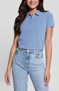 GUESS Logo Embroidered Crop Piqué Polo