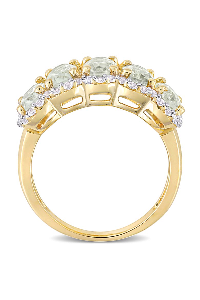 Gemstones Oval Semi-Eternity Ring, Alternate, color, Green Quartz/Yellow-Plated