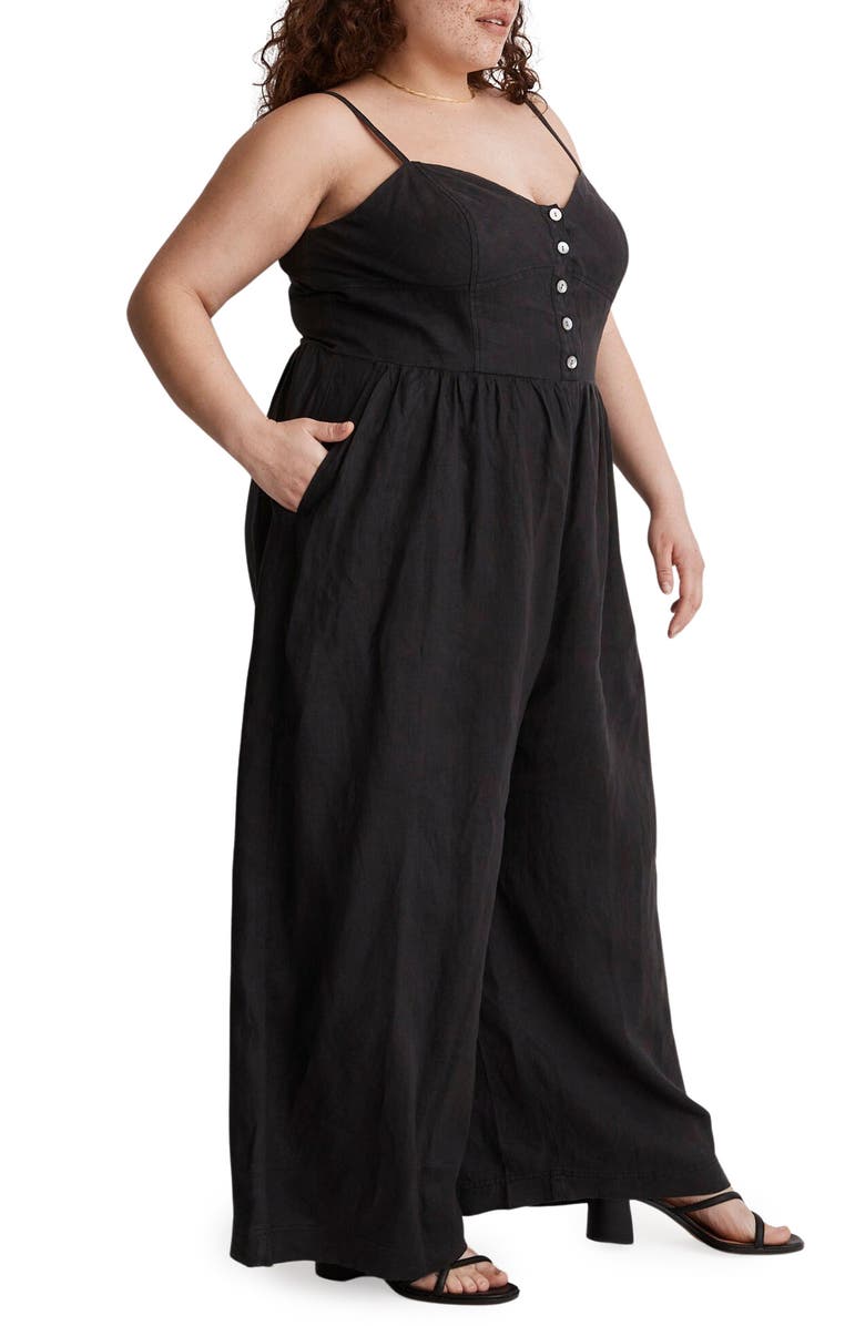 Madewell Sleeveless Wide Leg Linen Jumpsuit, Alternate, color, 