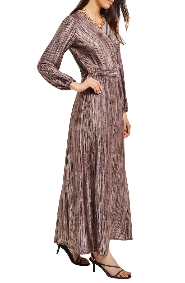 Misook Heritage Fit Long Sleeve Sweater Dress, Alternate, color, Mahogany/Venetian Rose/Black