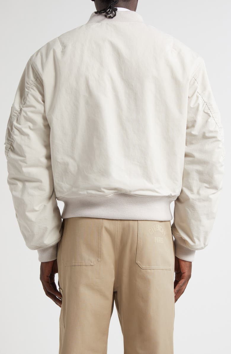 Givenchy Twisted Sleeve Cotton Blend Flight Jacket, Alternate, color, Light Beige