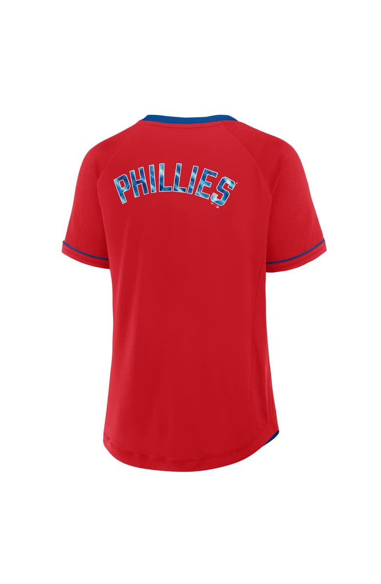 FANATICS Women's Fanatics Red Philadelphia Phillies League Diva Star Raglan V-Neck T-Shirt, Alternate, color, Red
