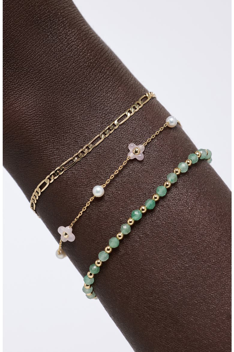 Hannah Rose Quartz & Pearl Station Bracelet, Alternate, color, GOLD / PINK