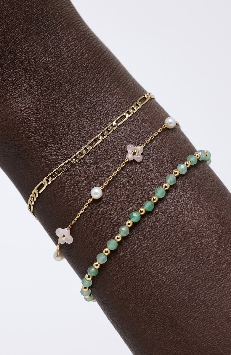 Ana Luisa Hannah Rose Quartz & Pearl Station Bracelet, Alternate, color, Gold / Pink
