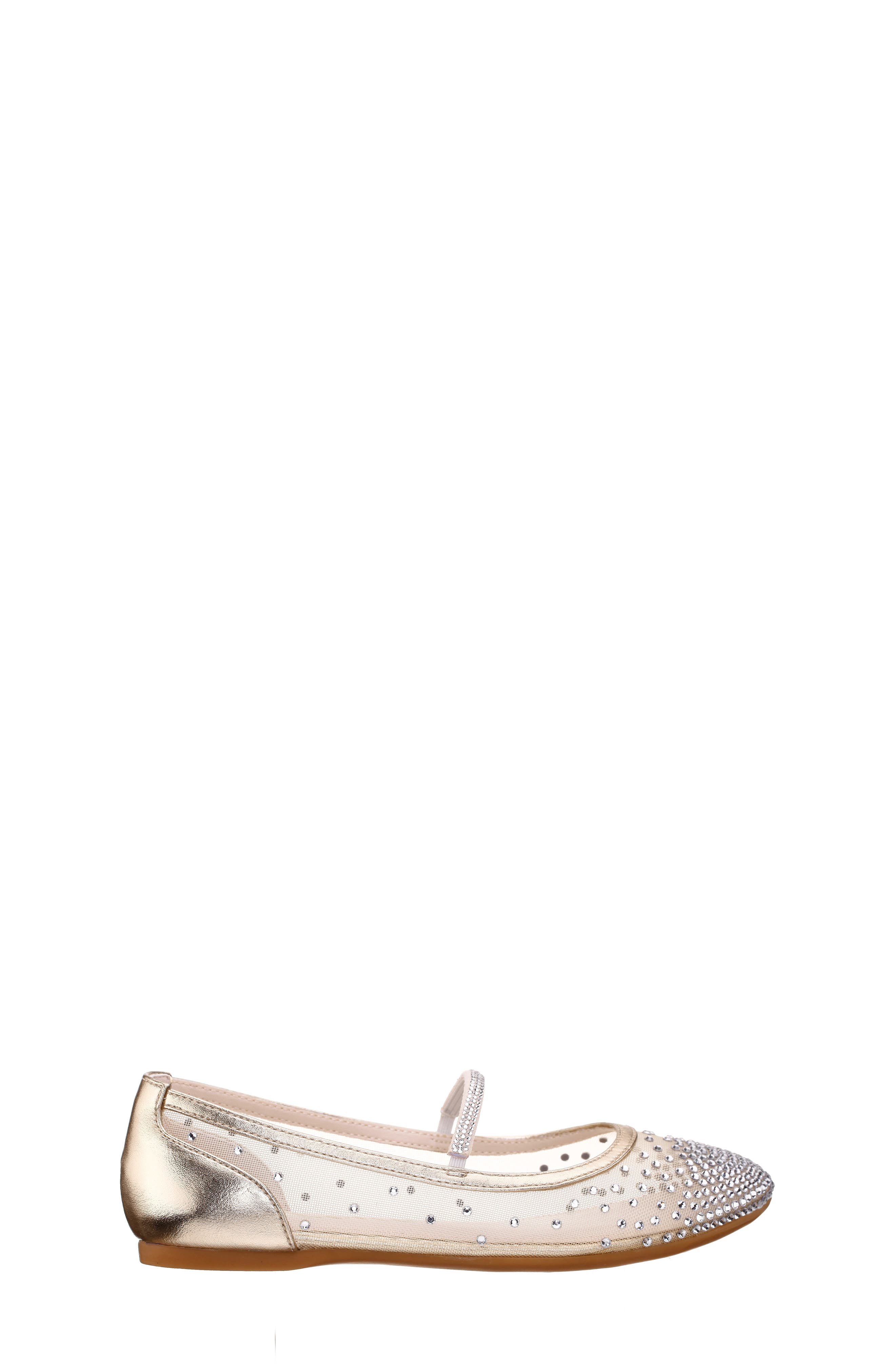Kids' Kira Mary Jane Flat, Alternate, color, LT GOLD MESH/ RHINESTONES