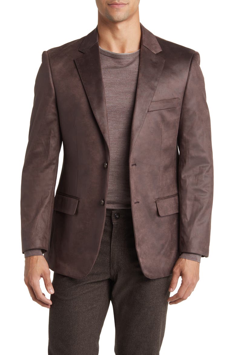 Norris Faux Suede Sport Coat, Main, color, TOBACCO