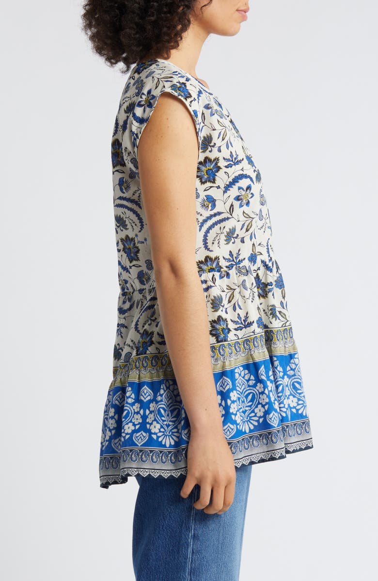 beachlunchlounge Jessa Border Print Cotton Top, Alternate, color, Ibiza Floral