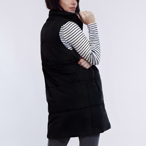 Motherhood Maternity Woven Full-zip Sleeveless Quilted Puffer Vest In Black