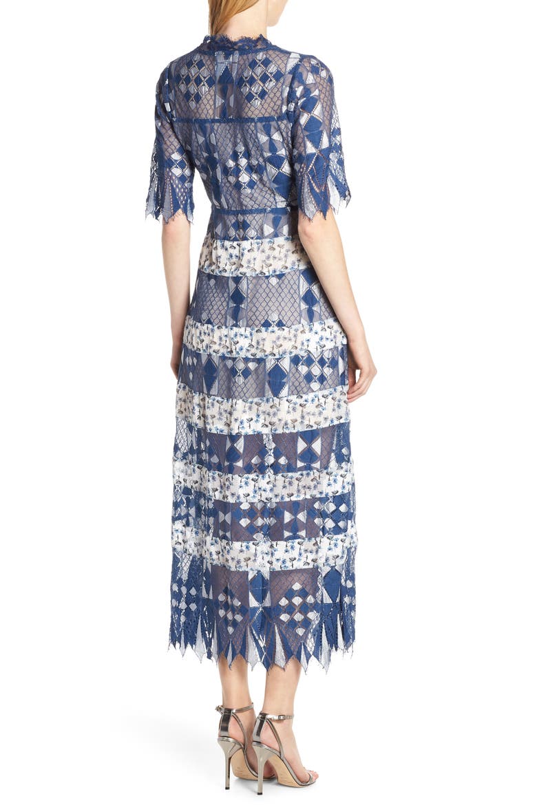 Muriel Mixed Media Dress, Alternate, color, BLUE MULTI