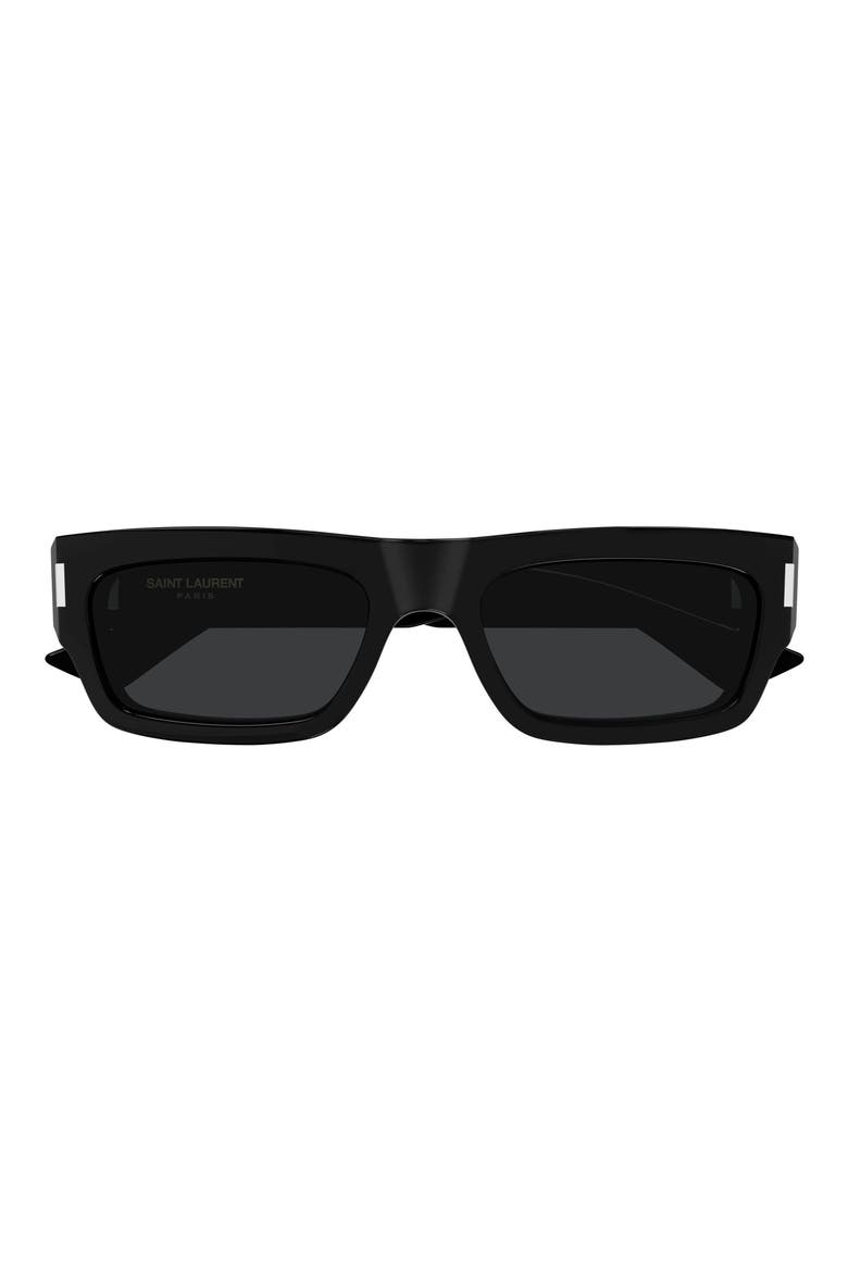 54mm Rectangular Sunglasses, Main, color, BLACK