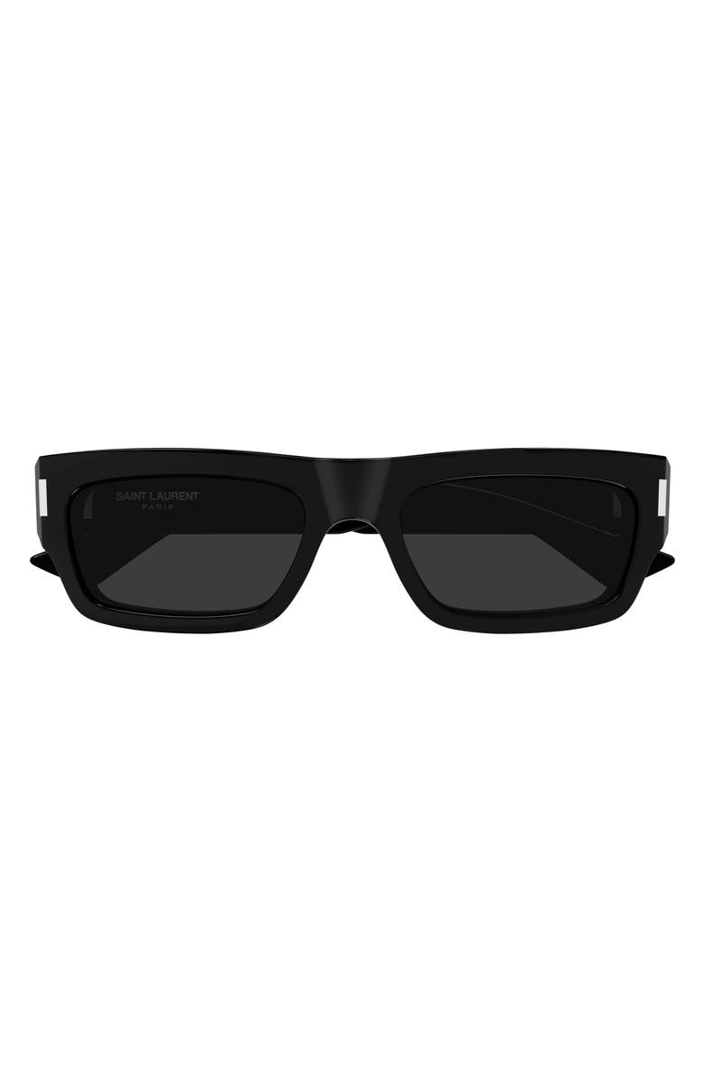 Saint Laurent 54mm Rectangular Sunglasses, Main, color, Black