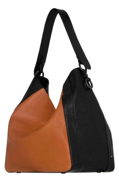 Rebecca Minkoff Mab Colorblock Leather Hobo Bag In Caramello/black