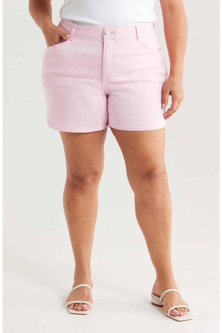 Skyrise High Waist Dolphin Hem Denim Shorts, Main, color, FROSTY ORCHID