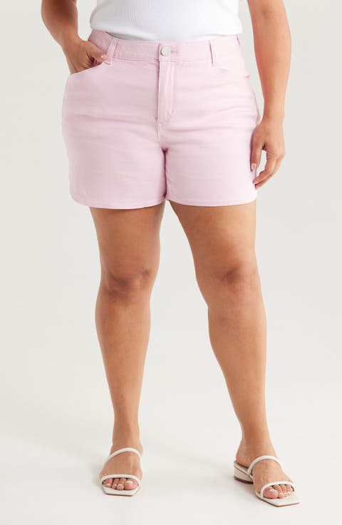 Skyrise High Waist Dolphin Hem Denim Shorts (Plus)