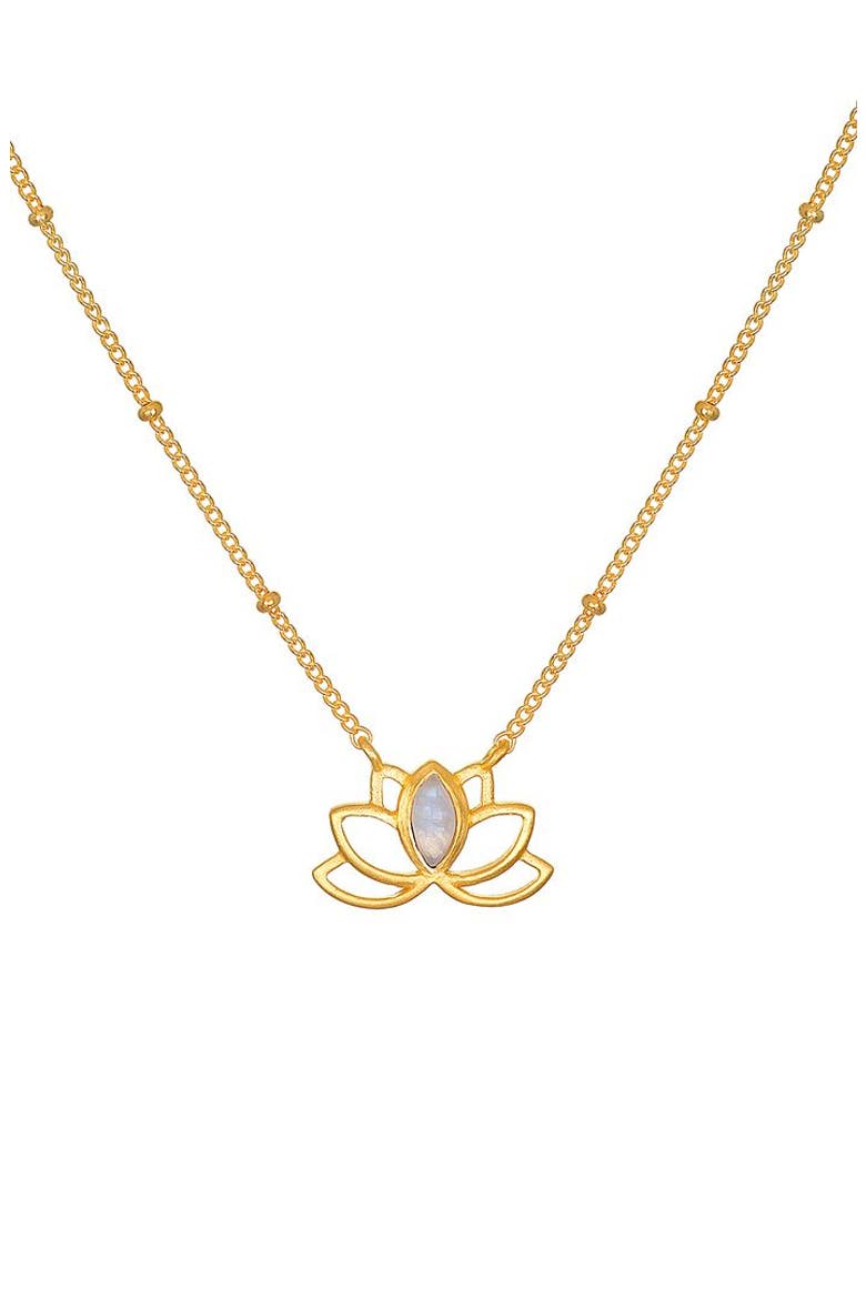 Cultivate Intuition Lotus Moonstone Necklace, Main, color, Gold