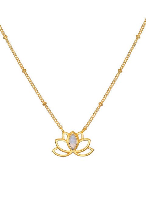Cultivate Intuition Lotus Moonstone Necklace