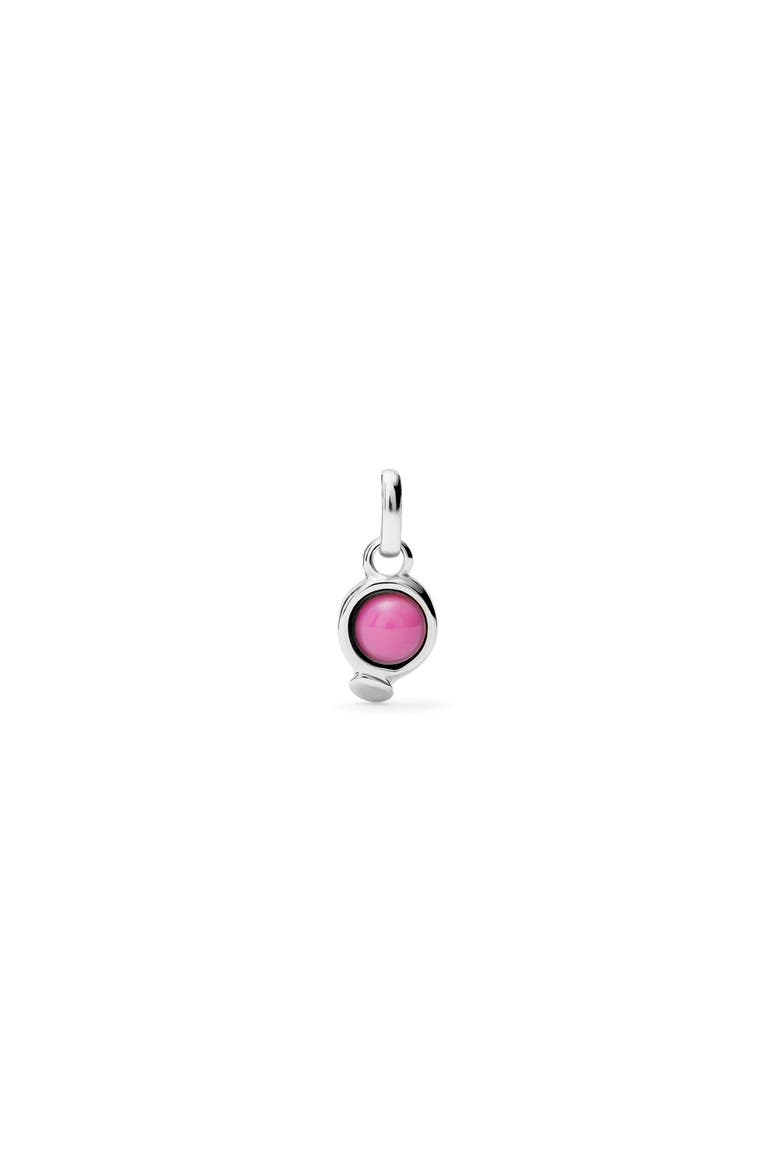 Charm with Pink Stone, Main, color, Silver