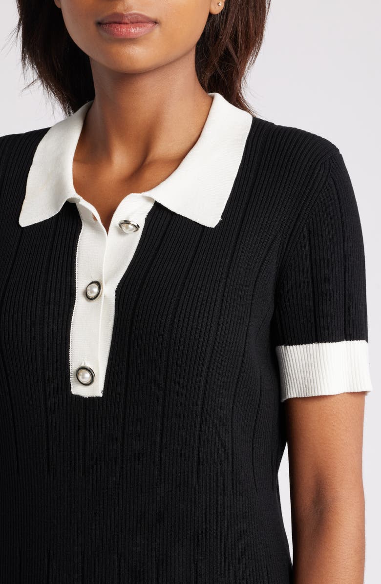 Julia Jordan Collared Ribbed Sweater Dress, Alternate, color,