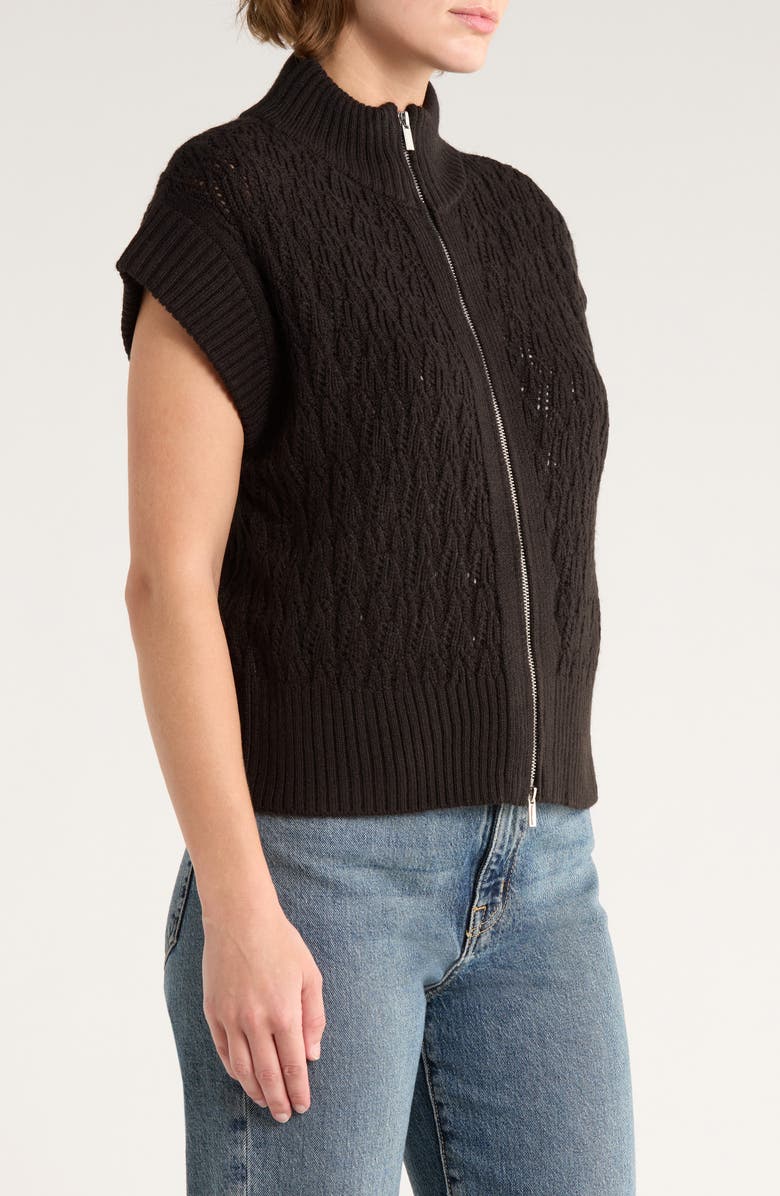 Vince Camuto Pointelle Turtleneck Sweater, Alternate, color, Rich Black