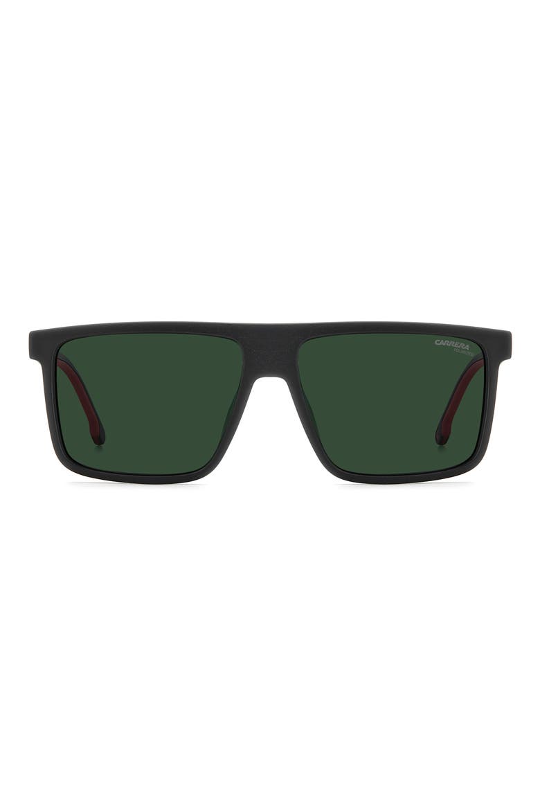 C Sport 58mm Polarized Square Sunglasses, Main, color, MATTE BLACK RED/ GREEN PZ