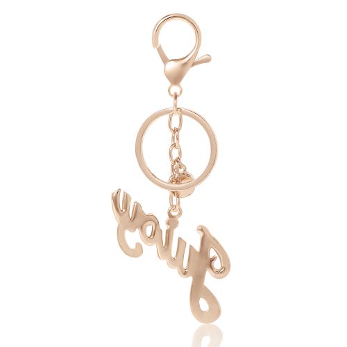Juicy Couture Crystal Pave "juicy" Script Gold-tone Keychain In Gold