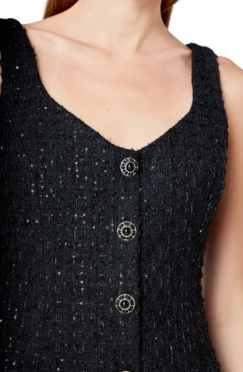 Endless Rose Sequin Tweed Minidress, Alternate, color, Black