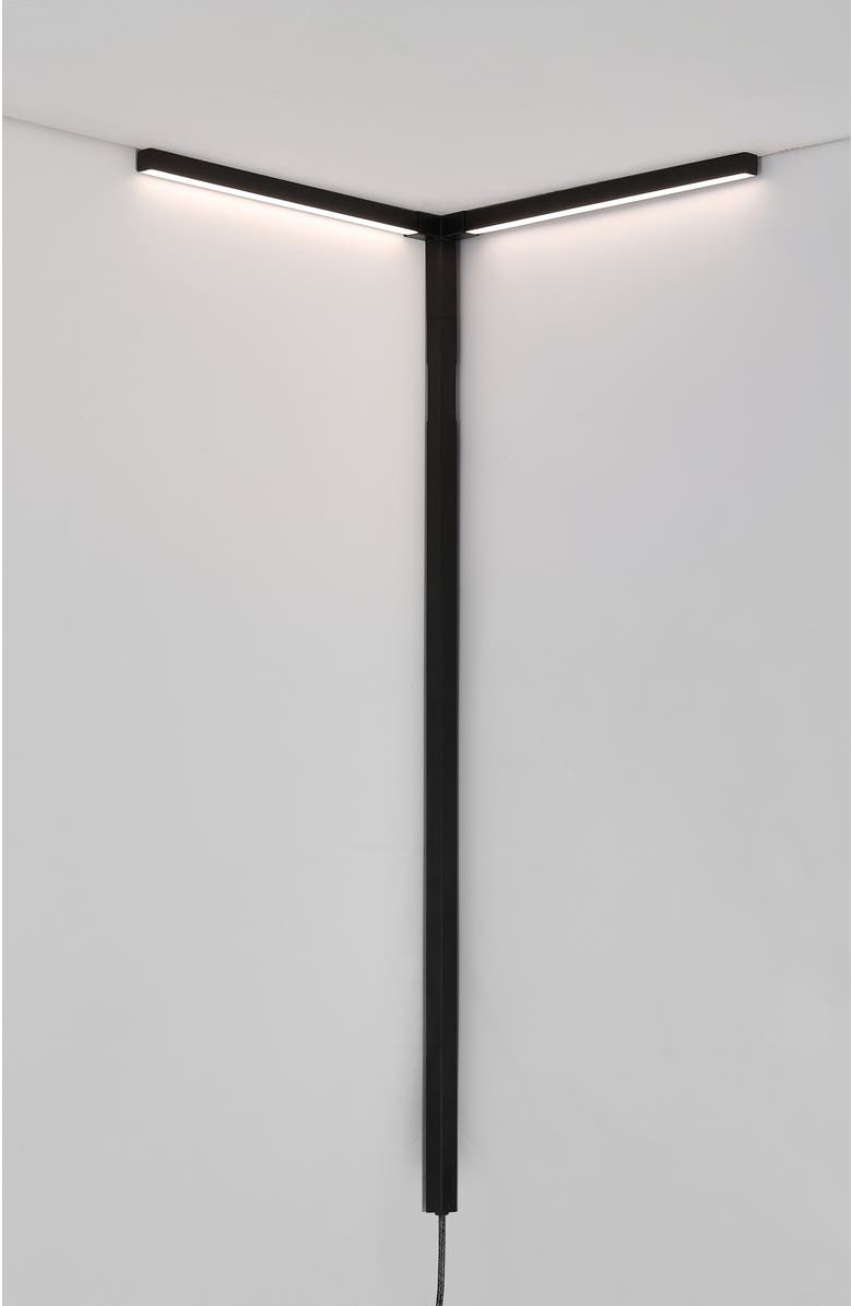 JONATHAN Y Madsen 18.25" 2-Light Modern Minimalist Iron Integrated Plug-In LED Sconce for Ceiling Corner with App/Remote Controllers, Black, Alternate, color, Black