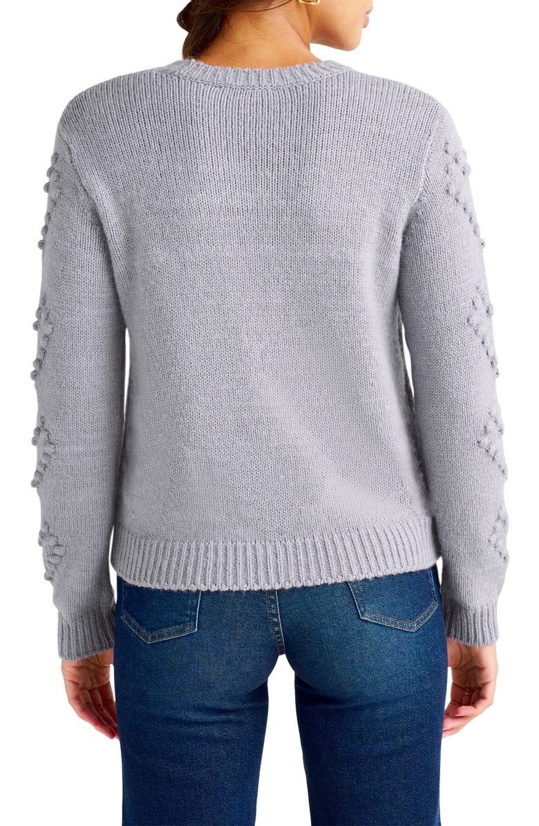 Splendid Daphne Pom Heart Crewneck Sweater, Alternate, color, Frosty Lilac