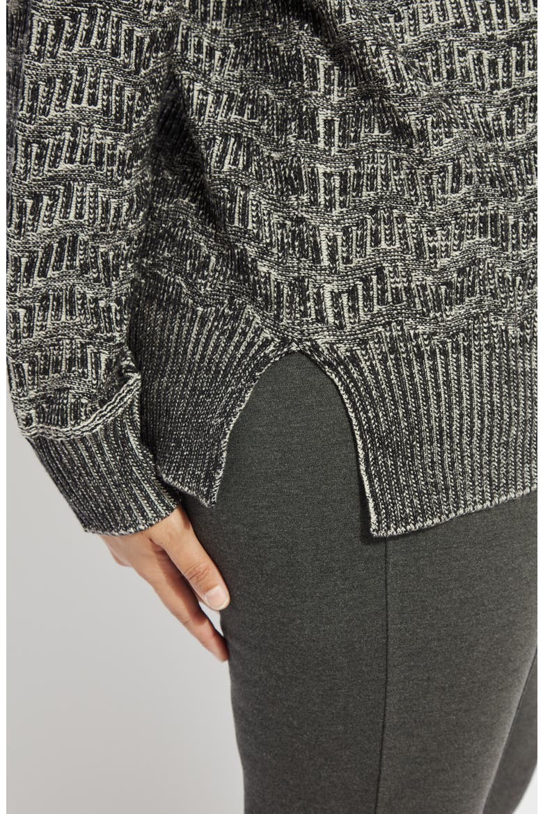 Scarlet Textured Mock Neck Sweater, Alternate, color, MARBLE BLACK