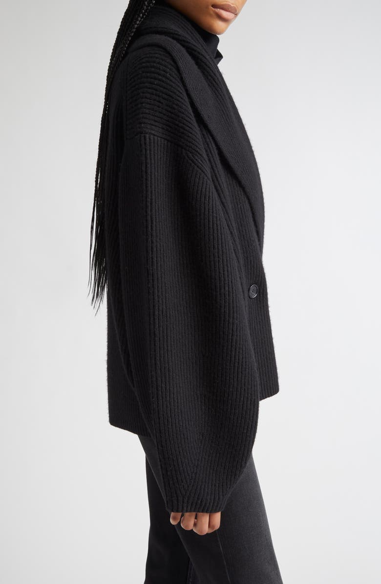 TOTEME Double Breasted Shawl Collar Wool Blend Rib Cardigan, Alternate, color,