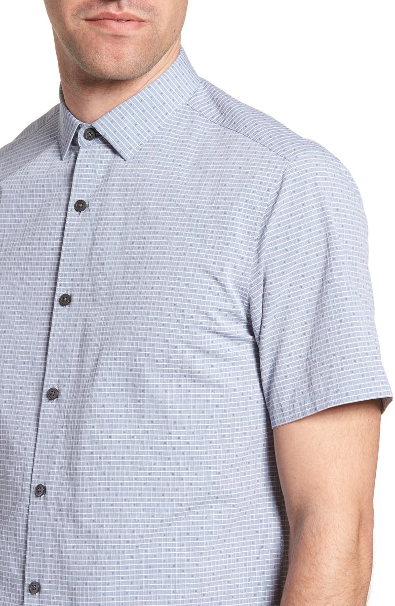 Theory Murray Trim Fit Check Short Sleeve Sport Shirt, Alternate, color,