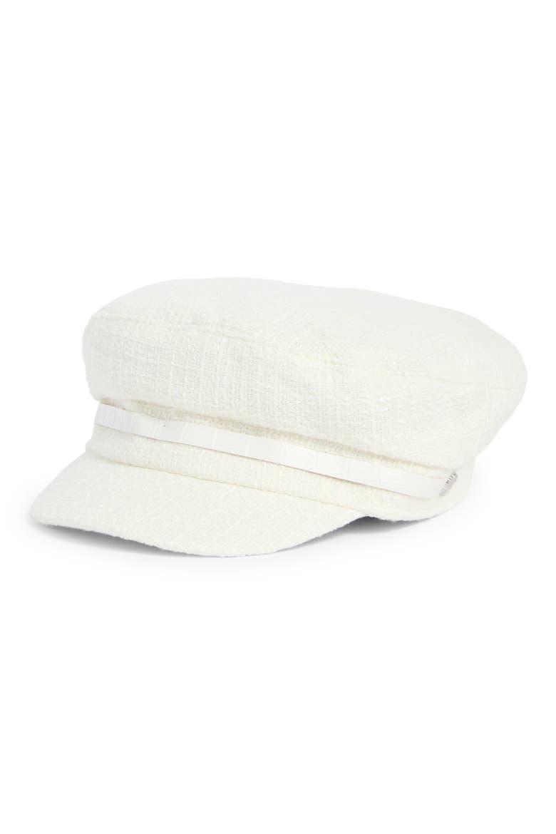 Nubby Captain's Croc Embossed Band Skipper Cap, Main, color, IVORY