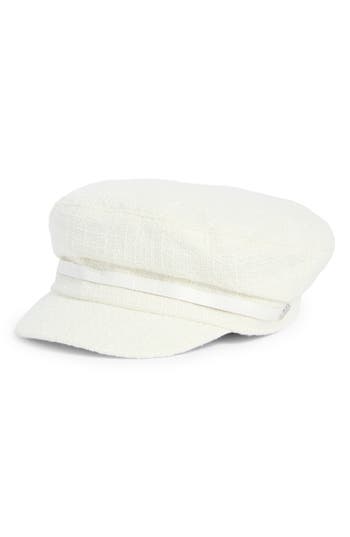 Vince Camuto Nubby Captain's Croc Embossed Band Skipper Cap In White
