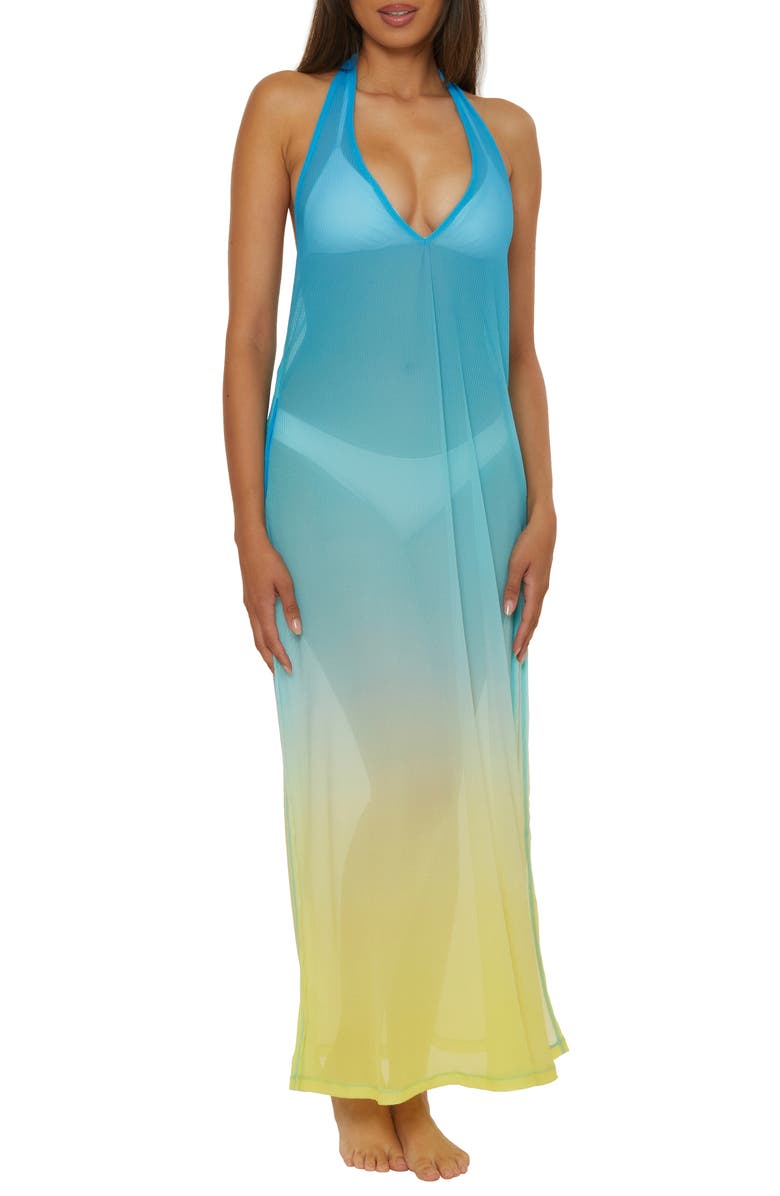 Trina Turk West Palm Sheer Cover-Up Maxi Dress, Main, color, 