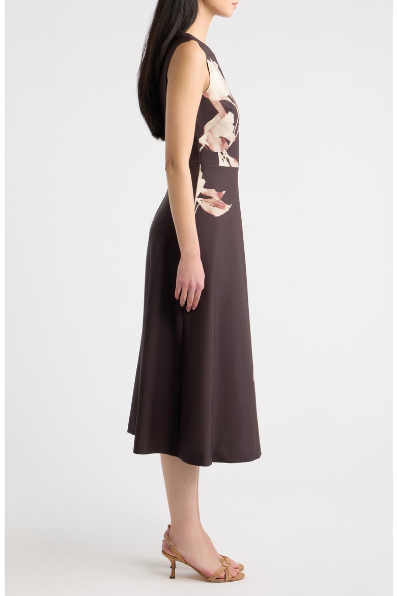 Floral Sleeveless A-Line Midi Dress, Alternate, color, DEEP MAHOGANY MULTI