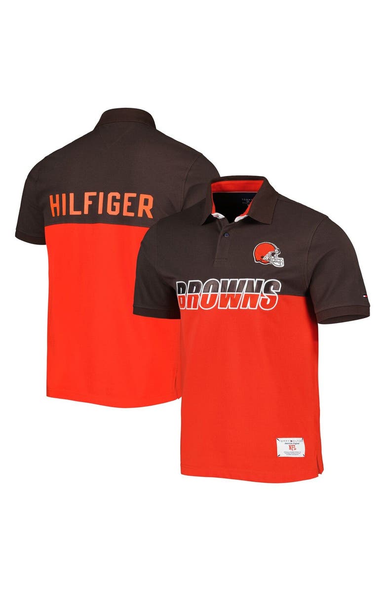 Tommy Hilfiger Men's Tommy Hilfiger Orange/Brown Cleveland Browns Color Block Polo, Main, color, Orange