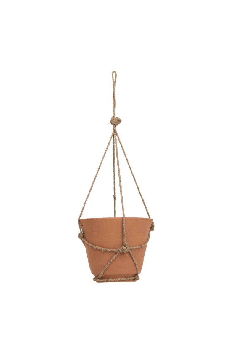 Hanging Terracotta Terracotta & Jute Planter, Main, color, Orange